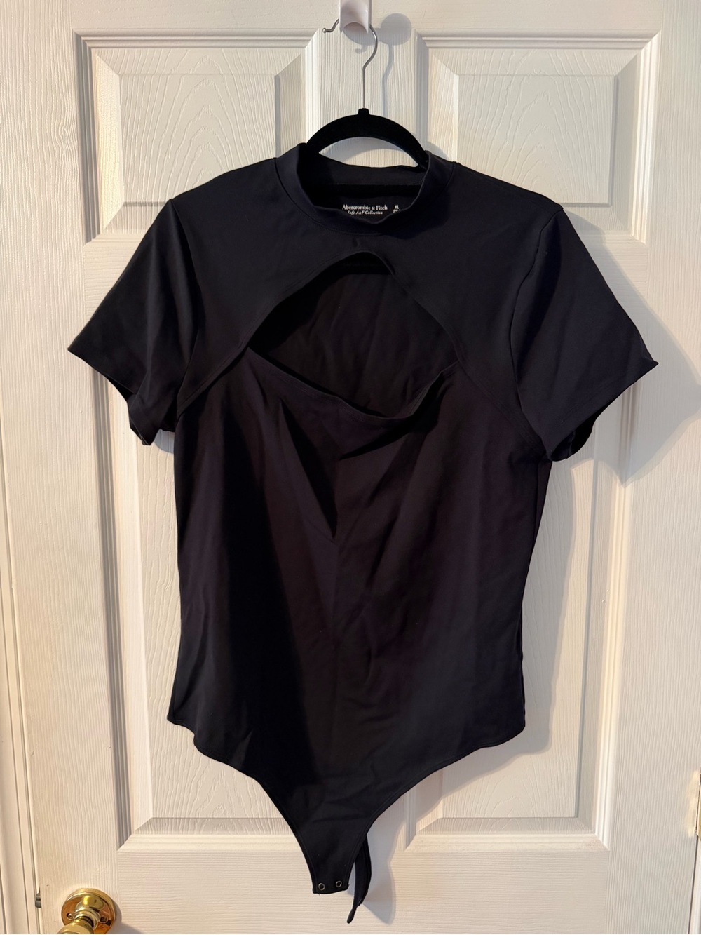 Abercrombie & Fitch Black Short-Sleeve Cutout Bodysuit
